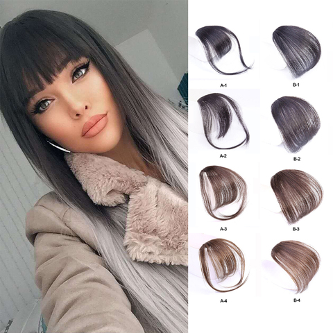 Clip In Blunt Bangs Thin Fake Fringes Natural Straigth Synthetic Neat Hair Bang Accessories For Girls Invisible Natural 4 Colors ► Photo 1/6