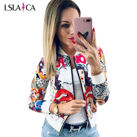 Fashion  Jacket Women Long Sleeve O Neck Print Zipper Outerwear Autumn Winter Ladies Coat High Street New Plus Size Slim ► Photo 1/3