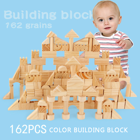 162pcs/set Montessori Education Wooden Grains Stacking Building Blocks Kindergarten Children Early Childhood Parenting Kids Toys ► Photo 1/6