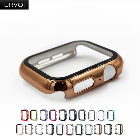 URVOI Full cover for Apple Watch series 6 SE 5 4 3 2 case matte Plastic bumper with tempered glass for iWatch Pine Green band ► Photo 1/6