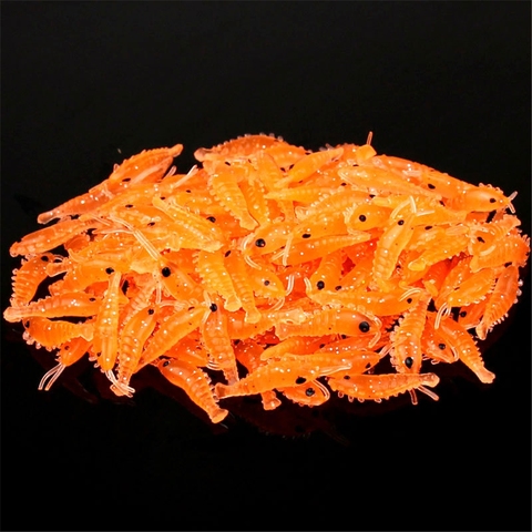 100pcs Soft Silicone Shrimp Fishing Lures 2.7cm 0.3g Small Light Green Freshwater Fishing Glow Shrimp Bait Carp Fishing pesca ► Photo 1/6