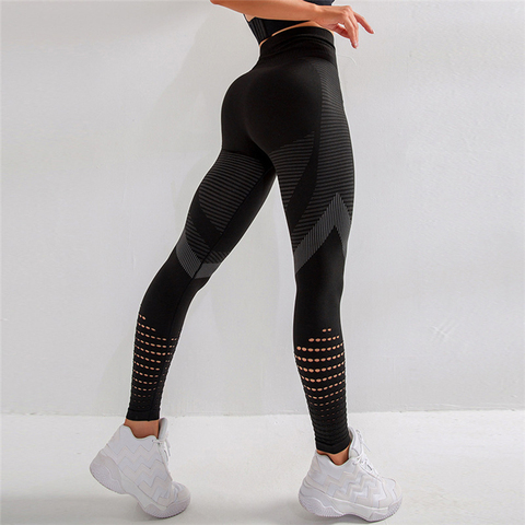 Yoga Pants Leggings Sport Women Fitness High Waist Workout Running Activewear Seamless Leggings Women Hollow Trainning Sportwear ► Photo 1/6