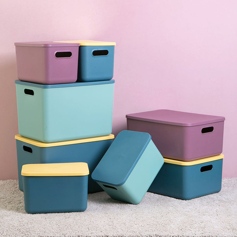 Lid Sundries Storage Boxes Desktop Snacks Toy Storages Basket Household Wardrobe Dustproof Clothes Organizer Plastic Box ► Photo 1/6