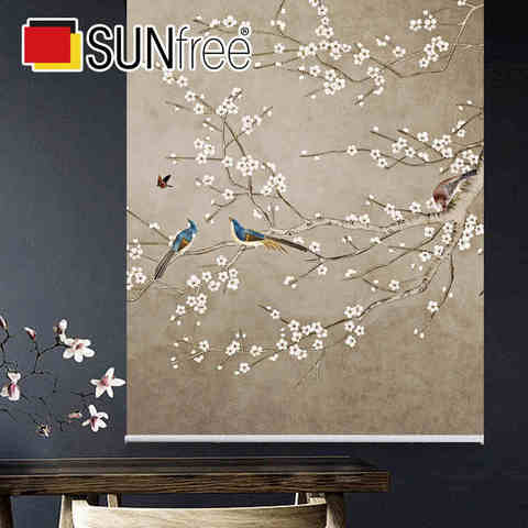 Chinese classical style Roller blinds Lotus flowers Birds Printing Blackout and daylight Window Blinds shades Bedroom balcony ► Photo 1/6