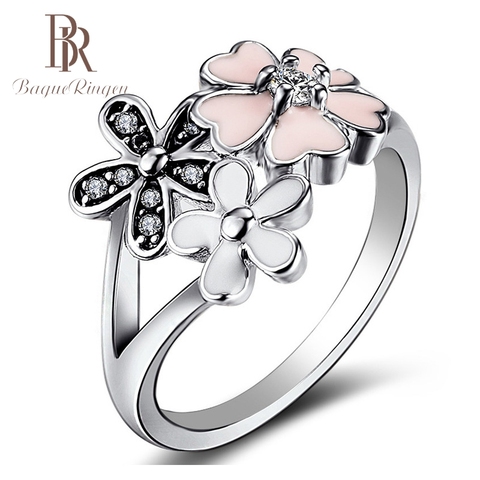 Bague Ringen New Design Cherry Blossom Flower Shape 925 Sterling Silver Jewelry Rings for Women Wedding Engagement Spinel Ring ► Photo 1/6