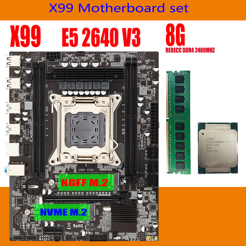 X99 motherboard set with Xeon E5 2640 V3 cpu  LGA2011-3 CPU 1PCS x 8GB = 16GB 2400MHz DDR4 memory LGA2011 3 motherboard ► Photo 1/6