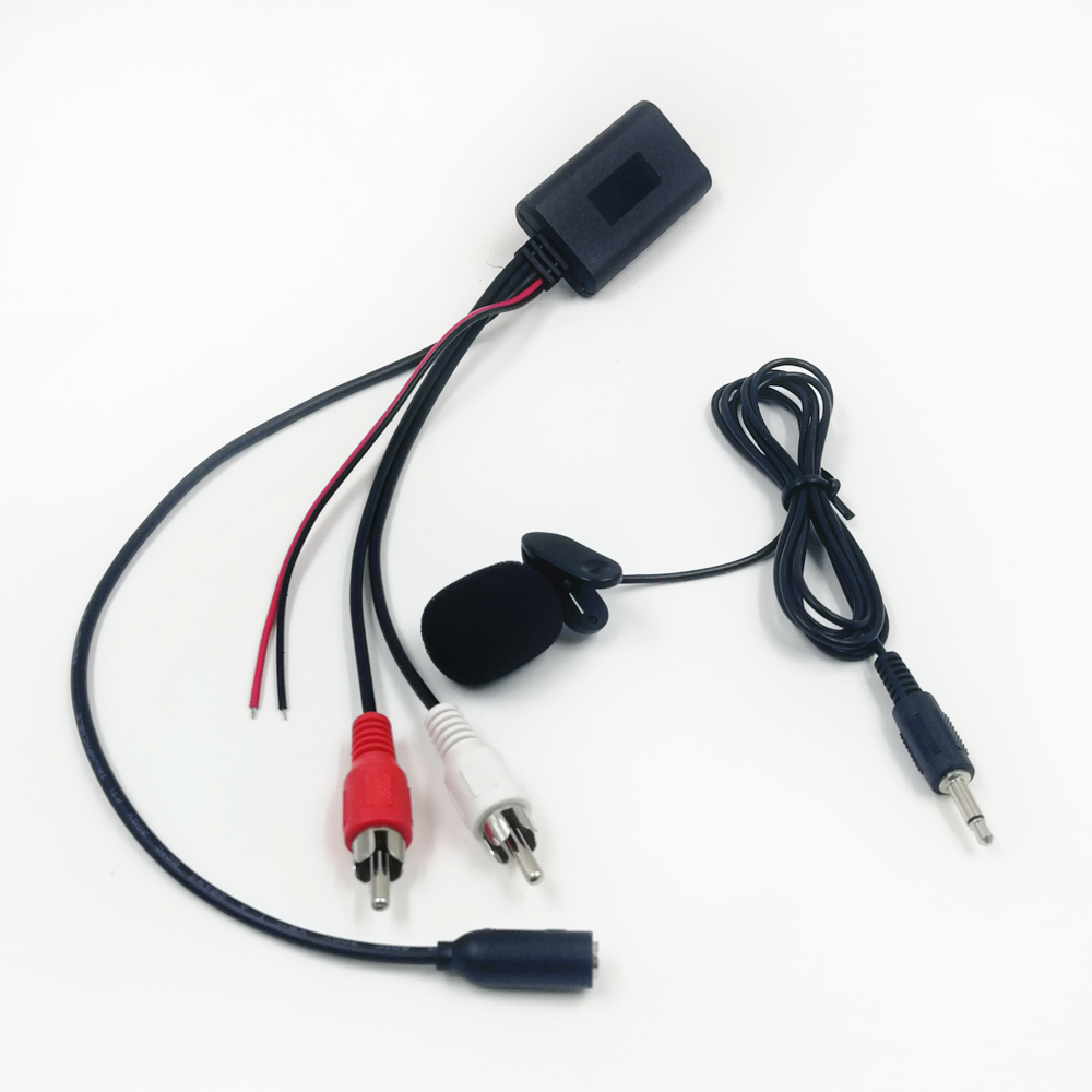 Bluetooth AUX Module 2 RCA Cable Adapter with Hands- Microphone 12V