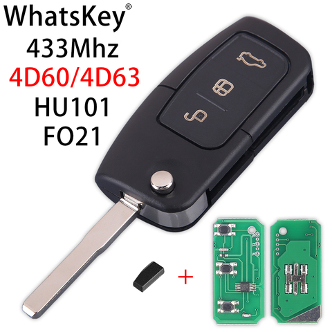 3 Button Folding Key For Ford Focus Mondeo 2 3 Fiesta Galaxy Transit C Max Ka Remote Control 433Mhz 4D60/63 40/80bit Chip ► Photo 1/6