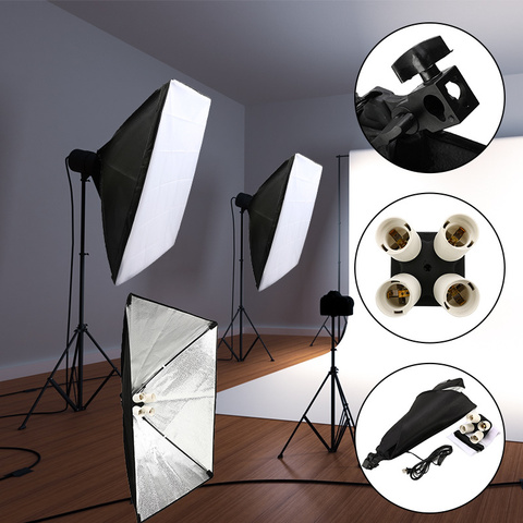 Professional 50x70cm Lighting Photo Studio Equipment Soft Box Kit Softbox Photo Box + Four-capped Lamp Holder for Photographic ► Photo 1/6