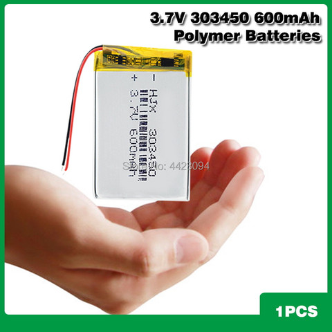 Rechargeable 3.7V 600mAh Battery 303450 Lithium Polymer Li-Po li ion Battery Lipo cells For MP3 MP4 GPS Electric Toy BT Headset ► Photo 1/6