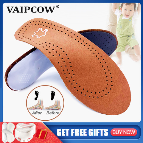 Leather orthotic insole for Flat Feet Arch Support orthopedic shoes sole Insoles for feet men women Children O/X Leg corrected ► Photo 1/6