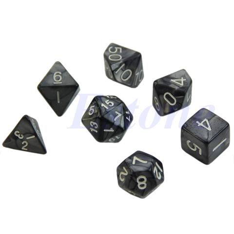 7x Black Sided Dice D4 D6 D8 D10 D12 D20 For D&D RPG Poly Game Set ► Photo 1/5