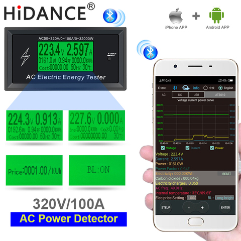 AC 50-320V Digital Voltage Meter indicator Power Energy Voltmeter Ammeter current Amps Volt wattmeter tester detector for App ► Photo 1/6