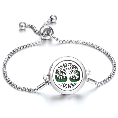 Perfume Bracelet Essential Oil Diffuser Aromatherapy Locket Bracelet Tree of Life Stainless Steel Zinc Alloy Diffuser Bracelet ► Photo 1/6