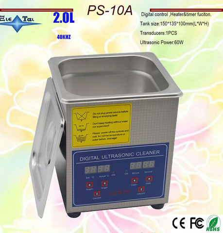 Newest  110V/220V PS-10A 60W Digital Ultrasonic Cleaner timer&heater fuction 2L  for Jewellery watches Clean  free basket ► Photo 1/6
