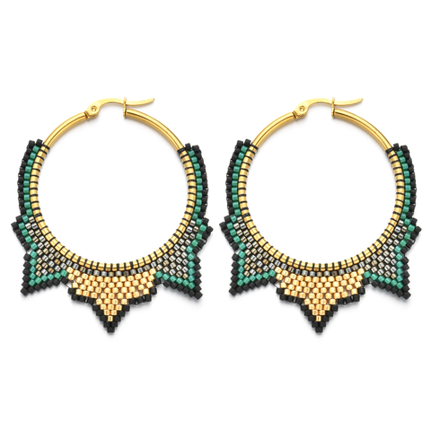 ZMZY Chic Bohemian Big Boho Handmade Beaded Earrings Stainless Steel Jewelry for Women Winding MIYUKI Beads Drop Earring ► Photo 1/6