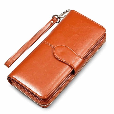 Hot Korean American Oil Wax wallet zipper note clip women card package mobile phone women clutch ► Photo 1/1