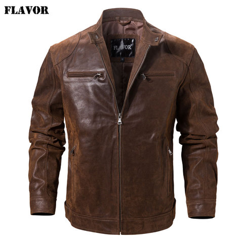 Men's Pigskin Real Leather Jacket Motorcycle Jacket Coat Men ► Photo 1/5