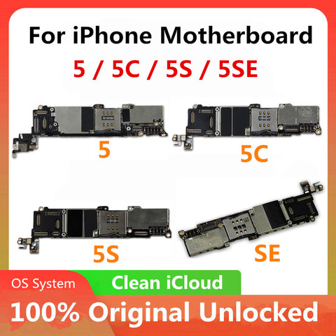 Original Motherboard For iPhone 5 / 5C / 5S / SE Unlocked Motherboard Cloud Clean Mainboard Logic Board With OS System Good ► Photo 1/1
