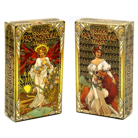 Golden Art Nouveau Tarot Deck 78 Cards with Guidebook Cards Occult Divination Book Sets for Beginners Box Major and Minor ► Photo 1/6