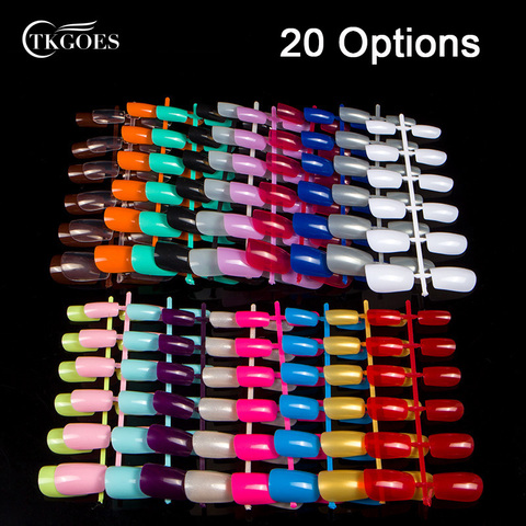 TKGOES 240pcs/pack Mixed 20 Colors Nail Tips Short Design Fake Nails Faux Ongles Full Cover False Acrylic Nails Art Design Tips ► Photo 1/6
