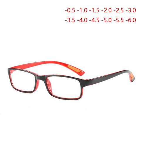 Ultra-light TR90 Square Myopia Glasses With Degree Women Men Student Prescription Eyeglasses Black-Red Frame -0.5 -1.0 To -6.0 ► Photo 1/6