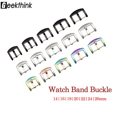 Watch Band Metal Buckle 14 16 18 20 22 24 26mm Universal Watchband Strap Silver Black Color Stainless Steel Clasp Accessories ► Photo 1/6