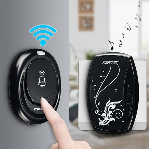 1pc Digital Wireless Waterproof Doorbell 36 Sounds Chimes 1 To 1 Receiver Plug-in Type Doorbell Black Fashion Home Door Bells ► Photo 1/6