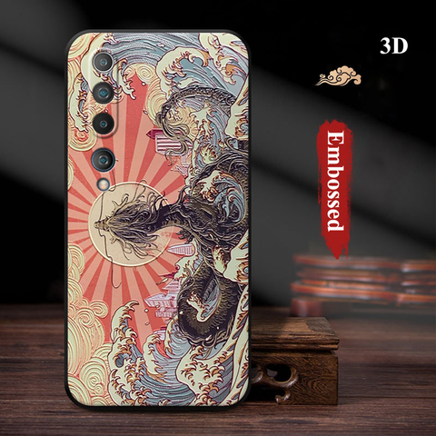 for Xiaomi Mi 10T 10 Pro Ultra 9 Lite 9T Redmi Note 9S 8 7 K30 K30S 9A Black Shark 3 Case 3D Embossed Dragon Phoenix Soft Cover ► Photo 1/6