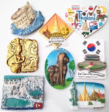 National Tourist Souvenir Thailand Egypt India France London Berlin Italy Turkey Denmark  Dubai Malaysia Resin fridge Magnets ► Photo 1/6