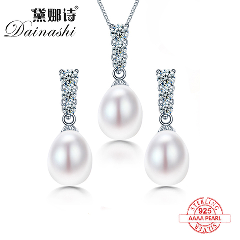 Dainashi New arrival bridal women geometric natural freshwater pearl jewelry set with 925 sterling silver high quality jewelry ► Photo 1/5