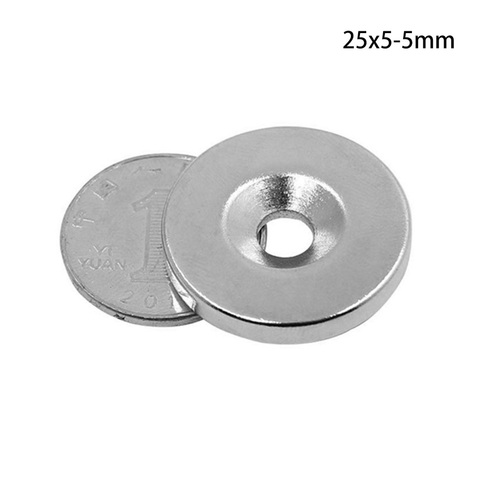 2~30PCS 25x5-5 mm Permanent NdFeB Strong Magnets 25*5 mm Hole 5mm Round Countersunk Neodymium Magnetic Magnet 25X5-5mm 25*5-5 ► Photo 1/6