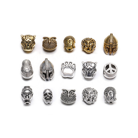 10pcs/lot Gold Charm Beads Buddha Sparta leopard Lion Heads Spacer Beads Supplies For Jewelry Finding Making DIY Bracelet ► Photo 1/6