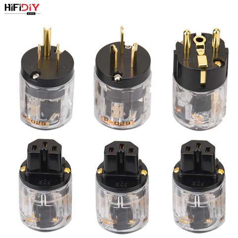 HIFIDIY LIVE EU/US/AU Pure Copper Gold Plated Power Plug Tail Connector For HIFI Audio Power supply wire Connectors transparency ► Photo 1/6