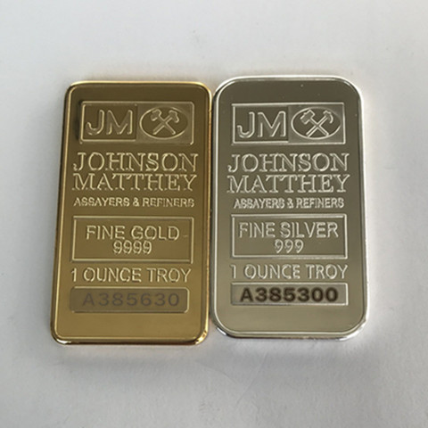Buy Online 20 Pcs Non Magnetic Johnson Matthey Jm Bank Silver 24k Gold Plated Bullion Bar Souvenir Coin With Different Laser Serial Number Alitools