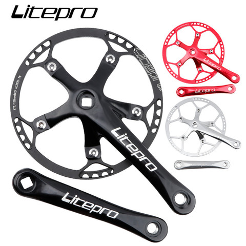 Litepro BMX Bicycle BCD 130MM Integrated Chainwheel Crankset  Single Crank For Folding Bike  45/47/53/56/58T Chainring Accessory ► Photo 1/4