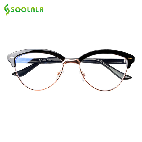 SOOLALA Cat Eye Semi-Rimless Anti Blue Light Filter Eyeglasses Frame Women Blue Light Blocking Anti Radiation Computer Glasses ► Photo 1/6