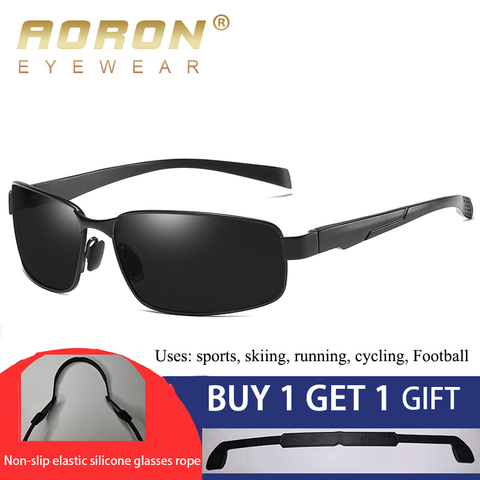 AORON Polarized Sunglasses Men Goggles Sports Driving Sun Glasses Anti-UV Anti-Glare Aluminum Magnesium Frame Eyewear ► Photo 1/6