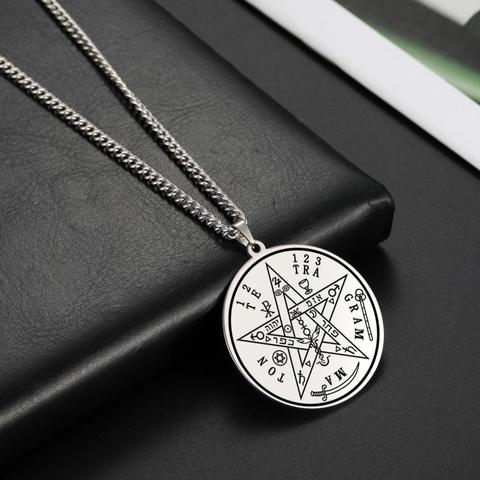 LIKGREAT Vintage Wicca Necklace Tetragrammaton Pendant Wahyeh Blessed Pentagram of Solomon Amulet Stainless Steel Jewelry ► Photo 1/1