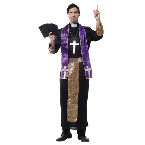 Adult Men Christian Missionaries Preacher Pastor Priest Cosplay Costume Halloween Purim Party Carnival Mardi Gras Costumes ► Photo 1/6