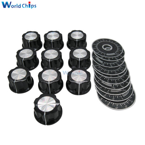 10set=20pcs MF-A03 A03 Dial Knob WTH118 Adjustable Rotate Button Potentiometer Control Knobs + 0-100 Scale Plate Sheet Scale ► Photo 1/5