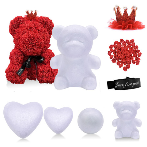 1Pc Polystyrene Styrofoam Foam Ball Rose Bear White Heart Craft For DIY Party Decoration Wedding Birthday Valentines Day Gift ► Photo 1/6