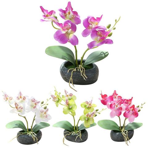 Artificial Butterfly Orchid Bonsai Fake Flower with Pot Home Table Decoration Fake Butterfly Orchid Artificial Bonsai ► Photo 1/6