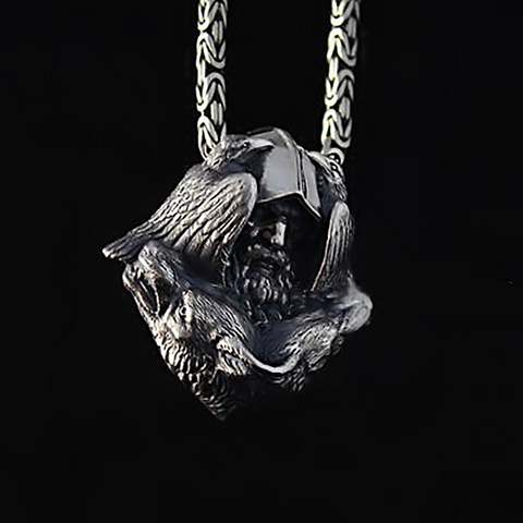 EYHIMD Norse Odin Viking Stainless Steel Pendant Scandinavian Raven Wolf Men's Amulet Jewelry ► Photo 1/3