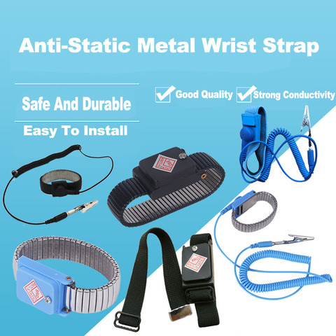 Black Metal Anti Static Wrist Band Strap Wireless Adjustable ESD Wristband Discharge Electronic Work Cordless Bracelet Supplies ► Photo 1/6