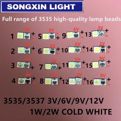 50-100PCS For LG UNI LUMENS SAMSUNG LED brand new and original 1W 3V 2W 6V 9V 12V 3535 cool white LCD backlight TV application ► Photo 1/6