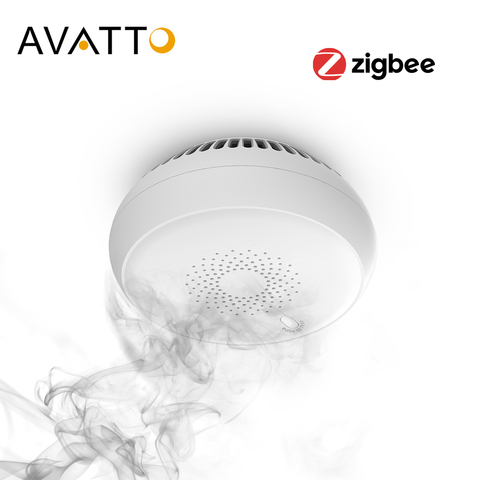 AVATTO Tuya Zigbee Smart Smoke Detector, Smart Life APP Fire Alarm Sensor Home Security System Firefighters Work for Gateway Hub ► Photo 1/6