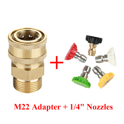 High Pressure Washer Copper Connector Adapter M22 Male 1/4