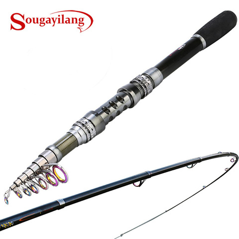 Sougayilang Fishing Rod Telescopic Portable Carbon Fiber Spinning