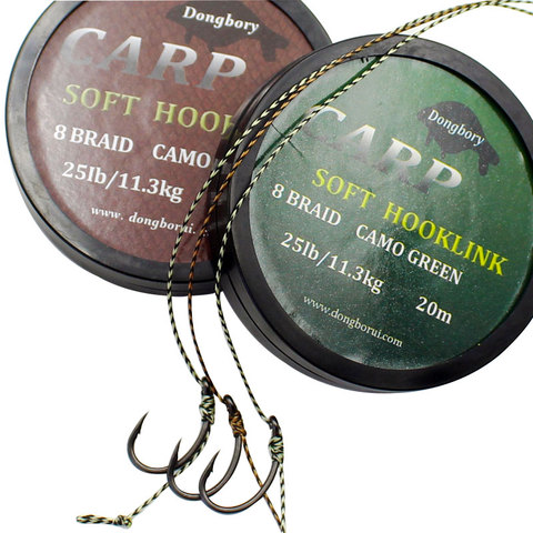 20m Carp Fishing Line Soft Hook Link 8 Strand Uncoated Braid Line Hair Rig Fishing Accessories Terminal Tackle 15LB/25LB/35LB ► Photo 1/6